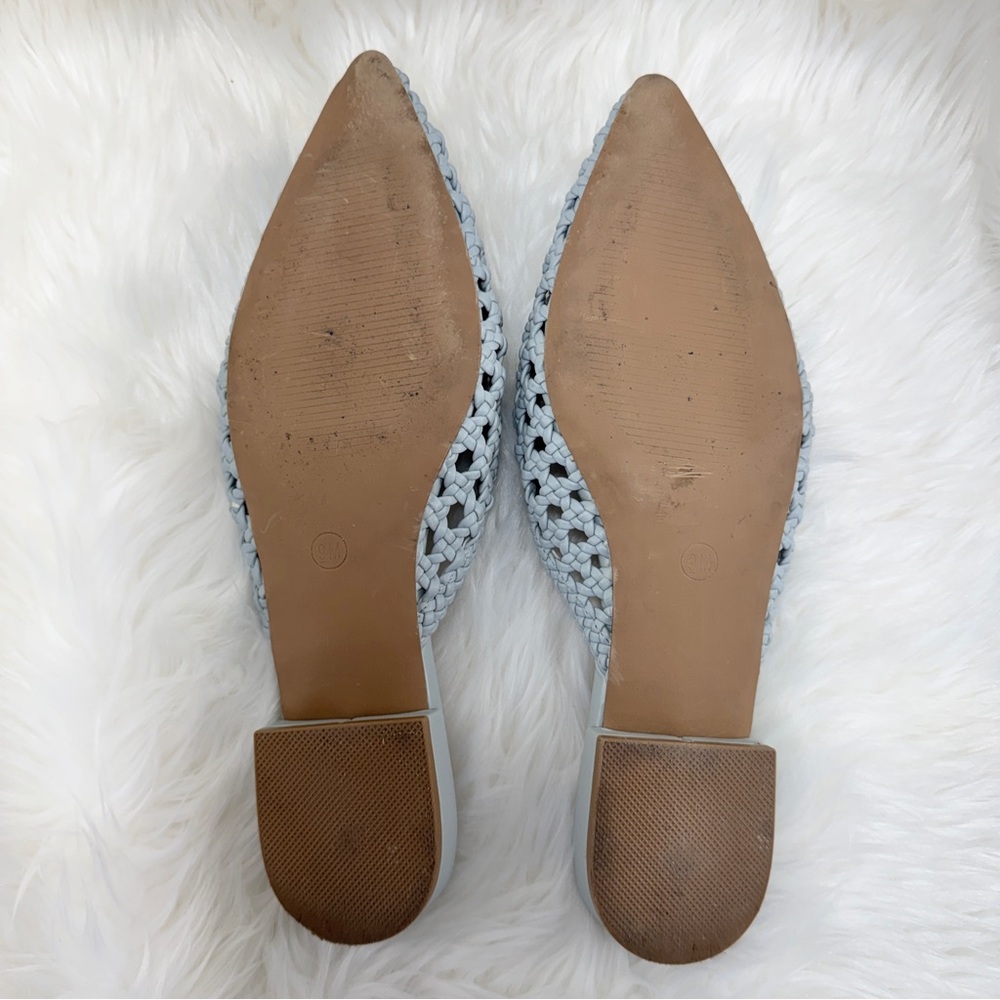 💖 Sincerly Jules Light Blue Pointed-Toe Woven Mules Sz 9 - Picture 8 of 11